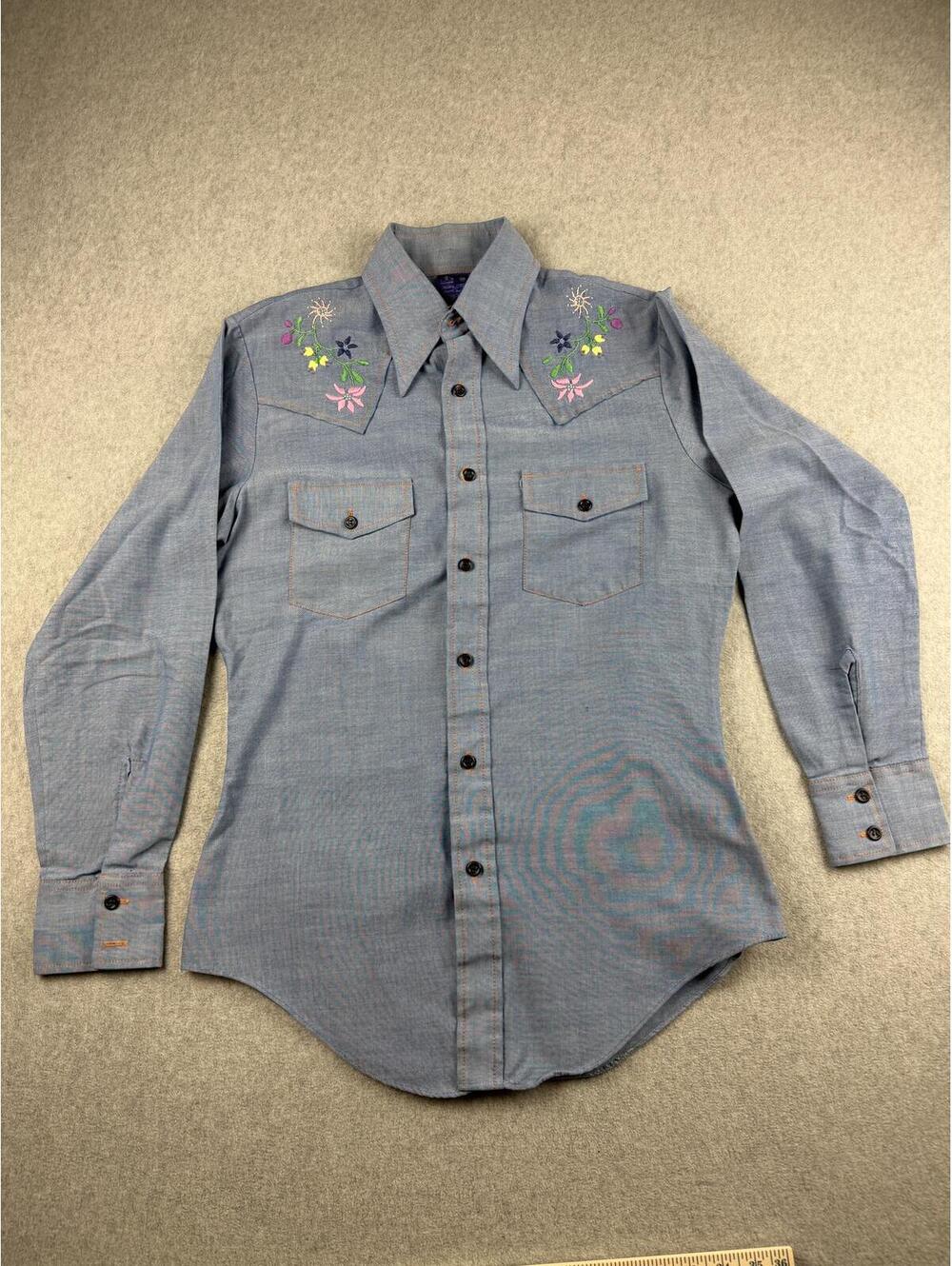 Vtg Jeans Joint Embroidered Western Shirt